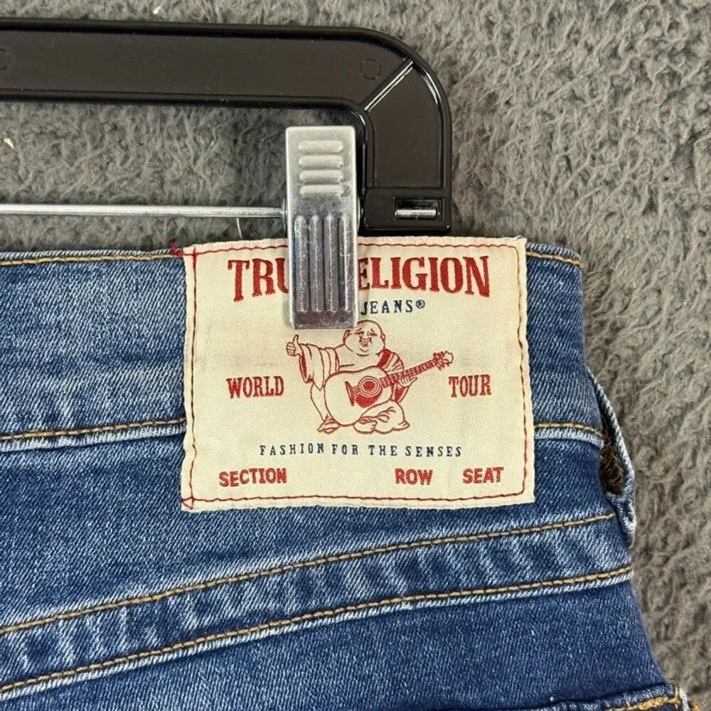 True Religion Jeans Mens 32x34 Blue Ricky Relaxed Straight Fit Dark Wash Denim